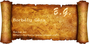 Borbély Géza névjegykártya