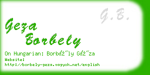 geza borbely business card